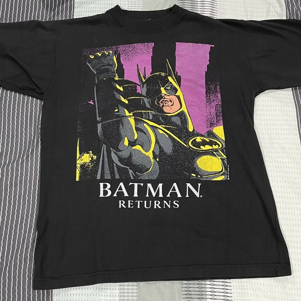 Vintage 1991 Batman Returns DC Comics Shirt Mens Sz M Single Stitch Blac…